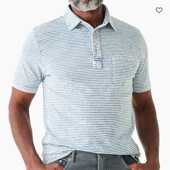 Faherty 3 Button 100% Cotton Striped Polo Shirt Sz  L - Picture 1 of 8